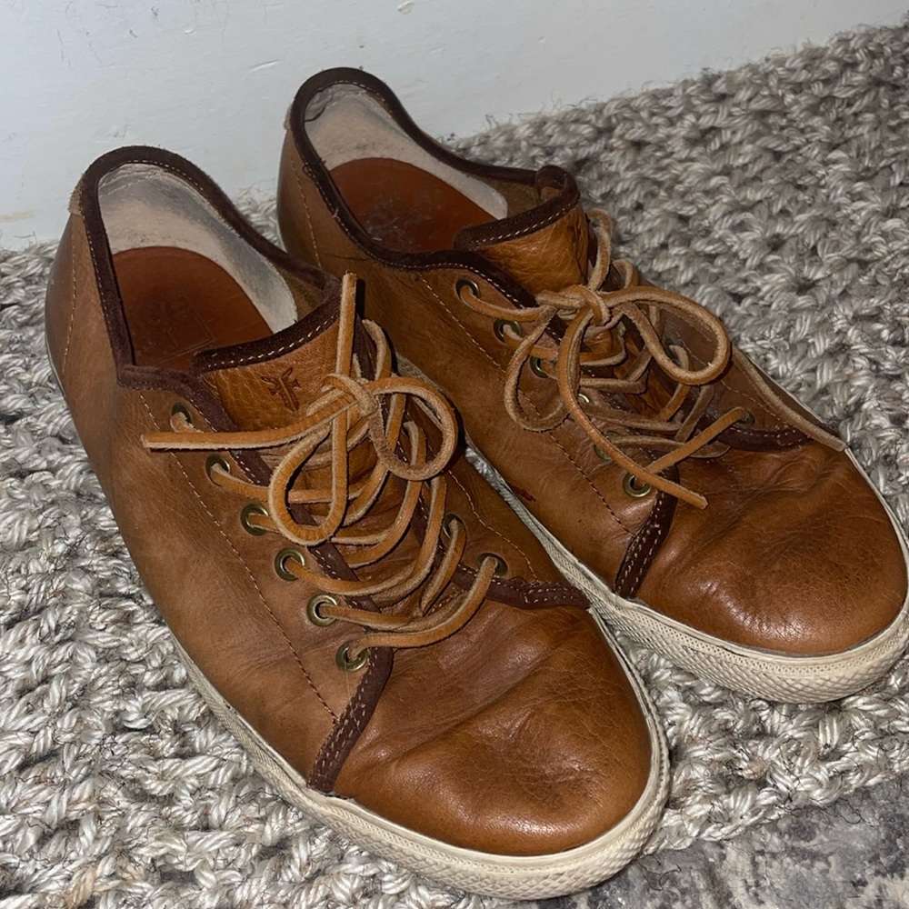 Frye chambers low trainer leather cognac sneakers